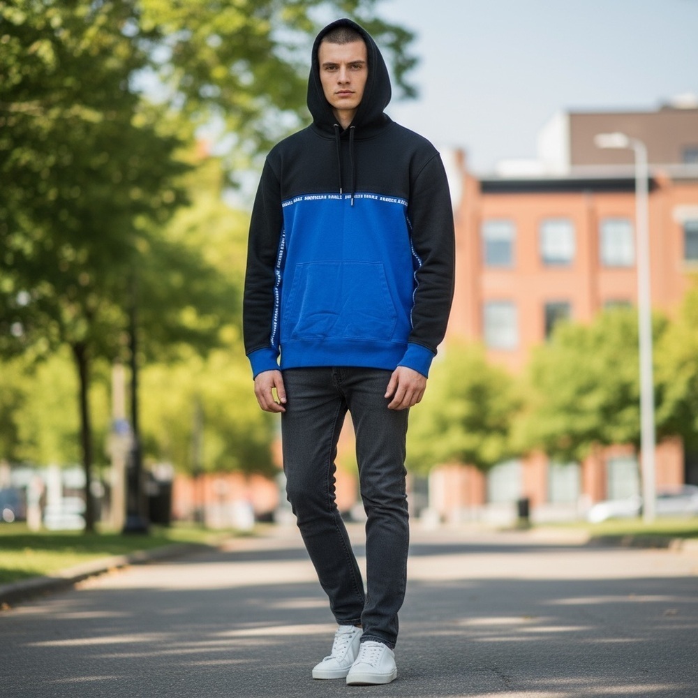 Vintage American Eagle Outfitters Black and Blue Hoodie